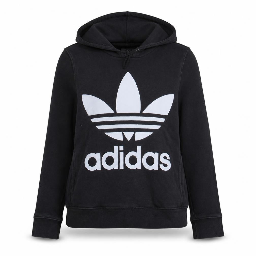 Adidas Women's Black Logo Pullover Hoodie Size 8 Regular Fit