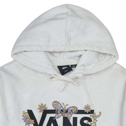 Vans Women's White Small Pullover Hoodie with Floral Butterfly Graphic