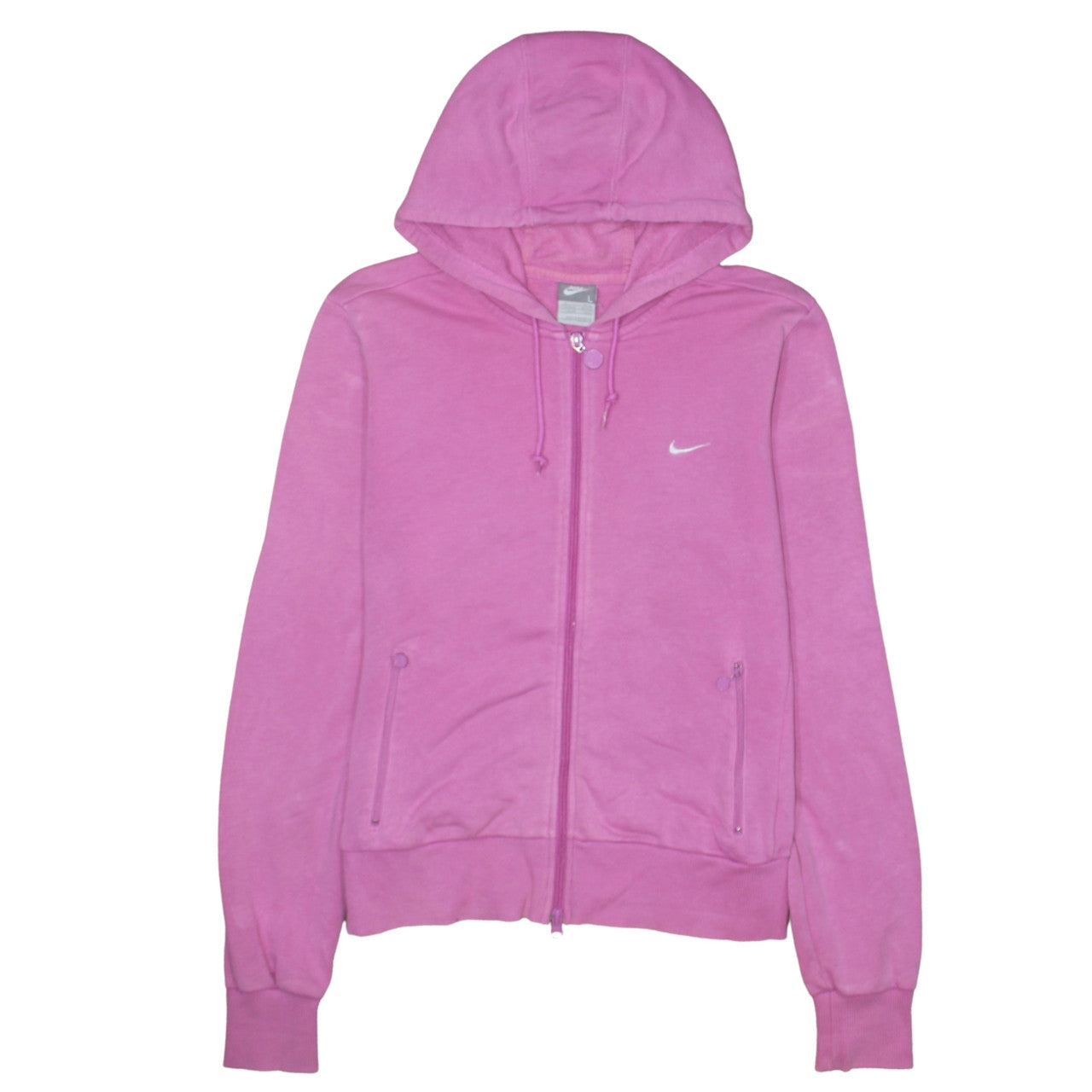 Nike Women Pink Full Zip Hoodie Sweatshirt Size L 14/16 Hooded Casual