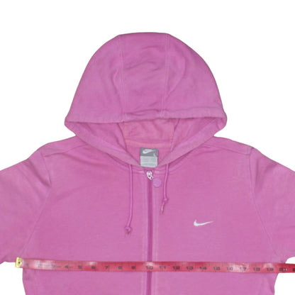 Nike Women Pink Full Zip Hoodie Sweatshirt Size L 14/16 Hooded Casual