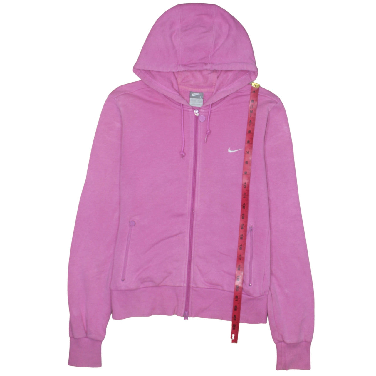 Nike Women Pink Full Zip Hoodie Sweatshirt Size L 14/16 Hooded Casual