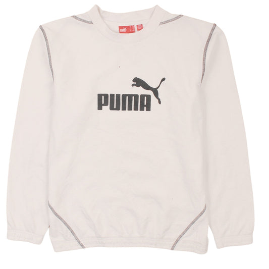 Puma Womens White Crew Neck Pullover Sweatshirt Size 14 UK