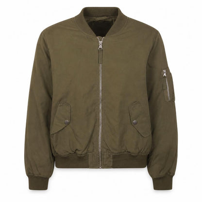 FB Sister Women's Green Bomber Jacket Size S Casual Zip Short
