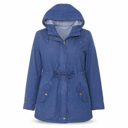 Front view of Hilfiger Denim Women's Blue Hooded Parka Jacket, size S
