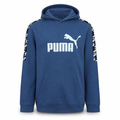 Puma Men Blue Pullover Hoodie L Graphic Logo Sportswear