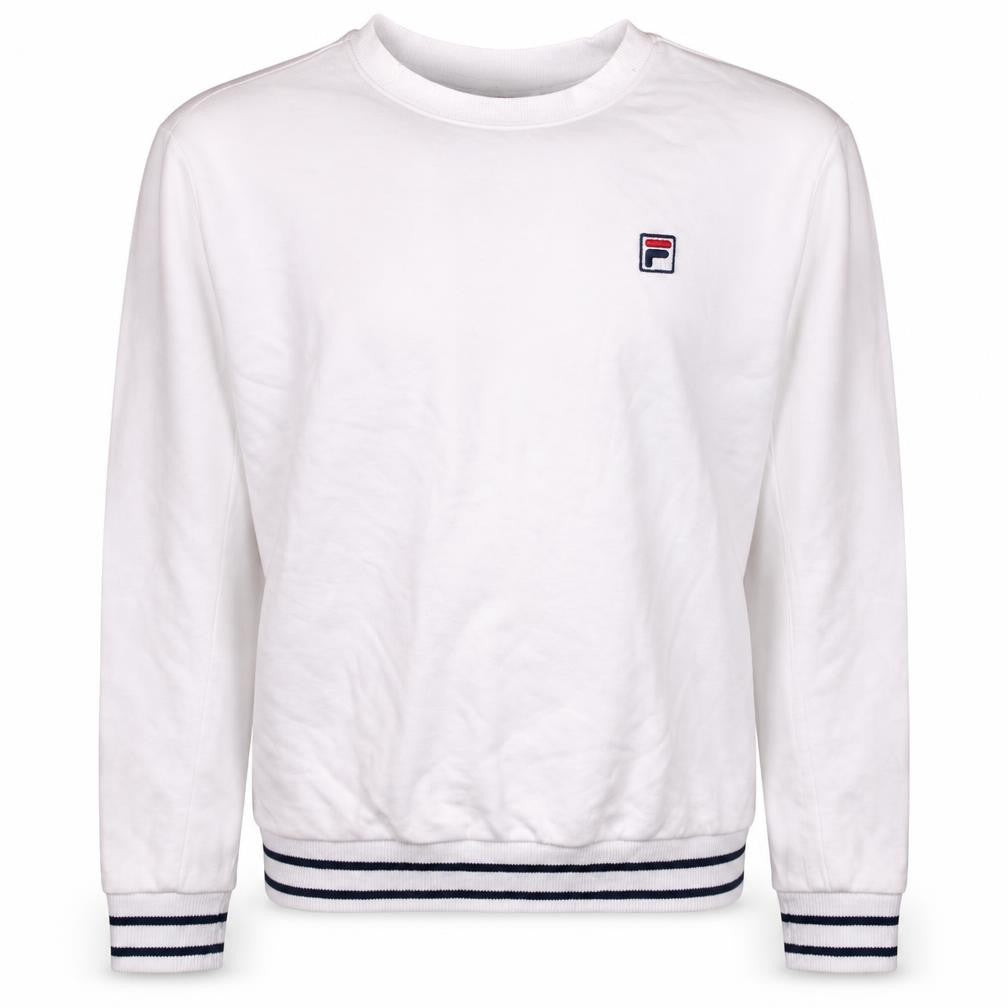 Fila Men's White Pullover Sweatshirt L Crew Neck Logo Athletic