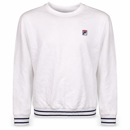 Fila Men's White Pullover Sweatshirt L Crew Neck Logo Athletic