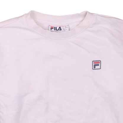 Fila Men's White Pullover Sweatshirt L Crew Neck Logo Athletic
