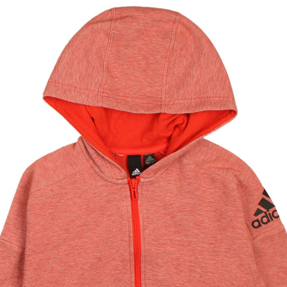 adidas Boys Red Full Zip Hoodie 13-14 Years Sports Logo Lightweight Top