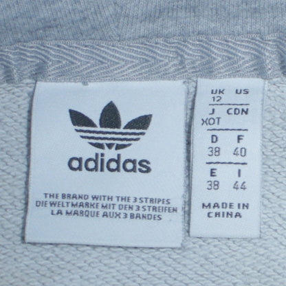 Adidas Women’s Grey Hooded Pullover Hoodie Size 12 with Logo Print