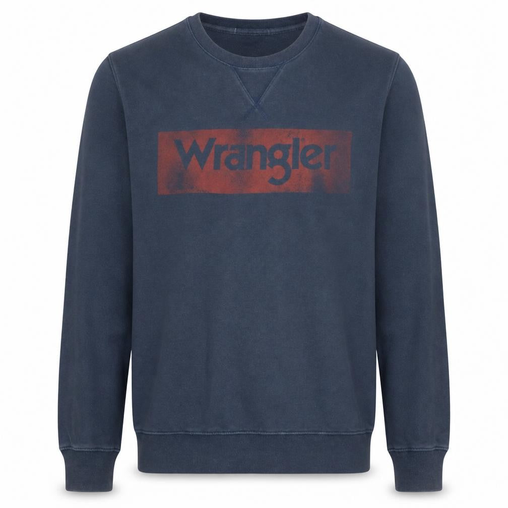 Wrangler Men's Blue XL Crew Neck Logo Pullover Sweatshirt