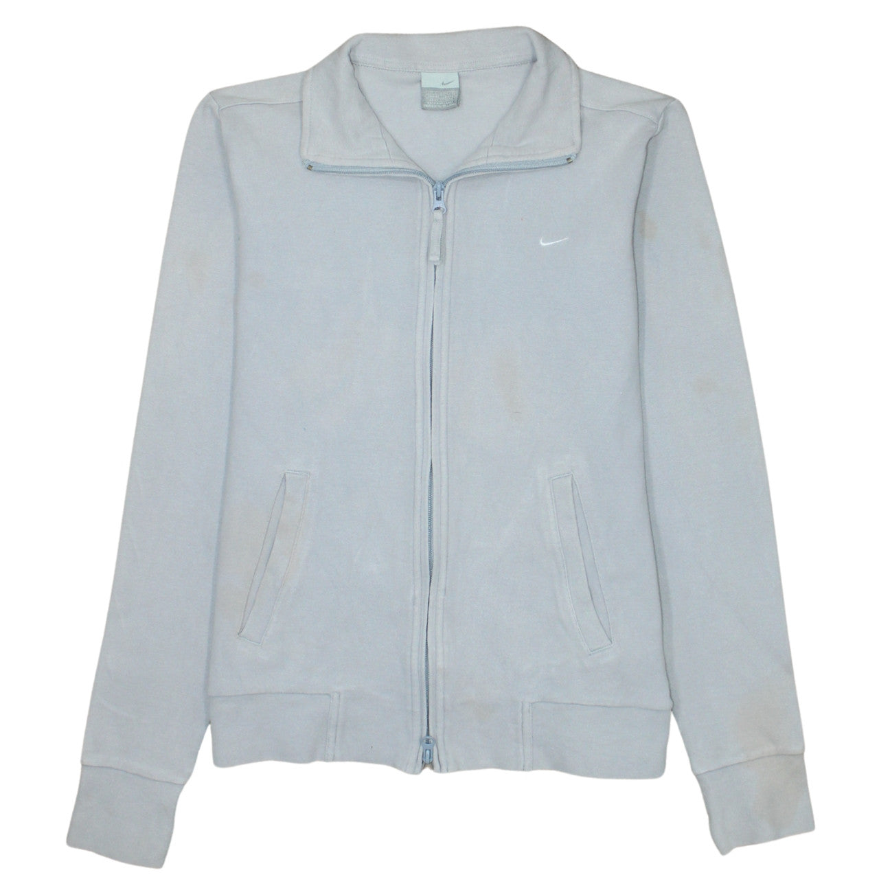 Nike Women Light Grey Full Zip Sweatshirt Size M Classic Fit