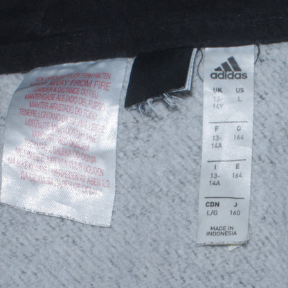 Adidas Boys Grey Black Full Zip Hoodie 13-14 Years Classic Sportswear