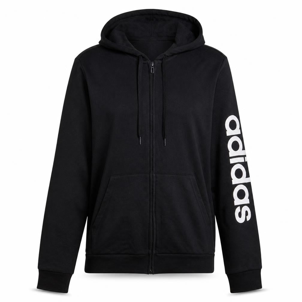 Adidas Women Black Full Zip Hoodie L 16-18 Hooded Sweatshirt