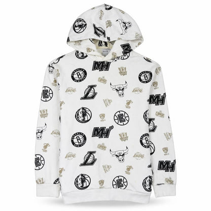 Bershka Men’s White NBA Pullover Hoodie Size S Graphic Print