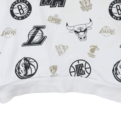 Bershka Men’s White NBA Pullover Hoodie Size S Graphic Print