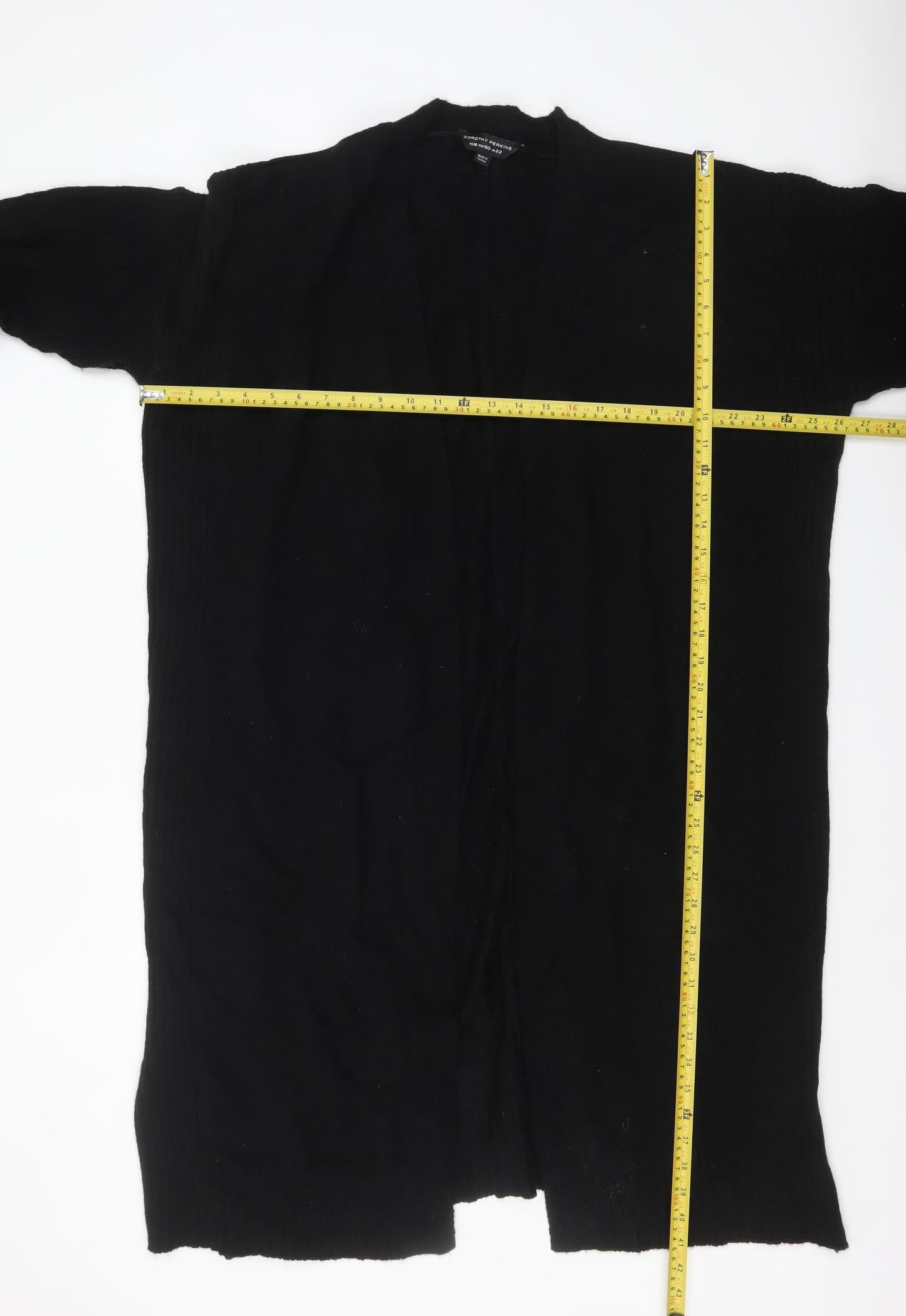 Dorothy Perkins Women's Black Longline Open Knit Cardigan UK 22