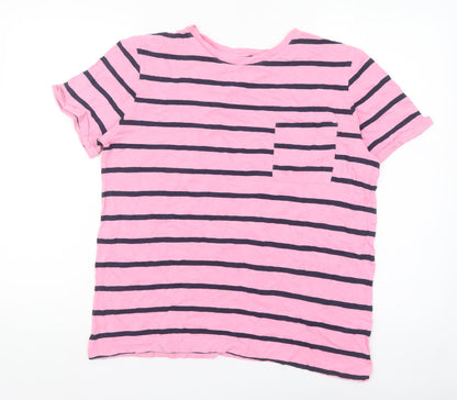 Marks and Spencer Women’s Pink Striped Cotton T-Shirt Size 12
