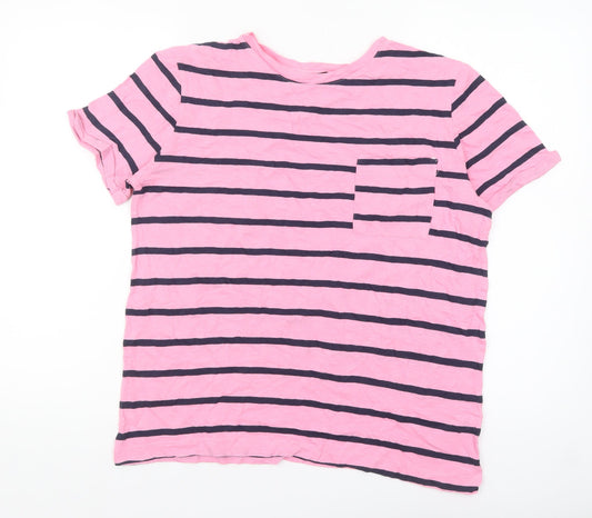 Marks and Spencer Women’s Pink Striped Cotton T-Shirt Size 12