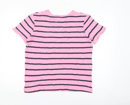 Marks and Spencer Women’s Pink Striped Cotton T-Shirt Size 12