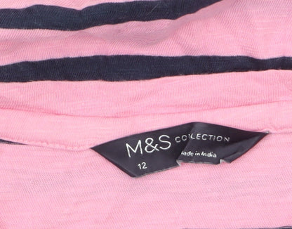 Marks and Spencer Women’s Pink Striped Cotton T-Shirt Size 12