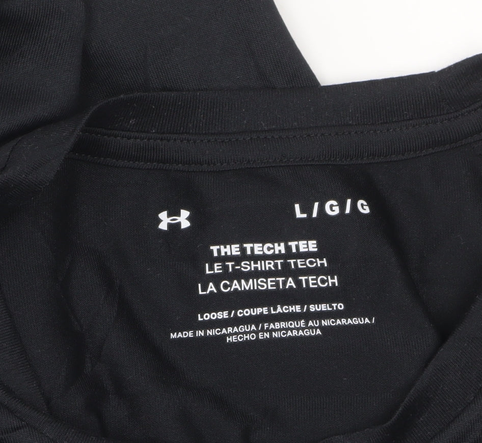Under Armour Men’s Black Tech Tee L Loose Fit Moisture Wicking T-Shirt