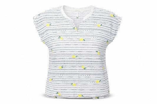 White Stuff Womens White Lemon Print Cotton Tunic Blouse Size 12