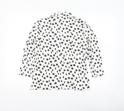 Hobbs Women’s White Polka Dot Wrap Blouse M Viscose Jersey