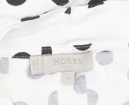 Hobbs Women’s White Polka Dot Wrap Blouse M Viscose Jersey
