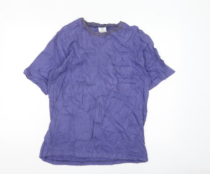 GAP Men's Blue Striped Cotton Crew Neck T-Shirt Size M