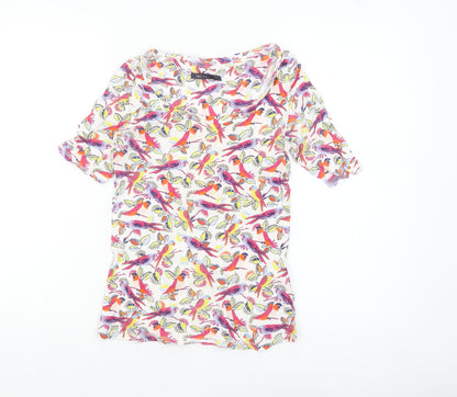 Marks and Spencer Women’s Multicoloured Bird Print Cotton T-Shirt Size 8