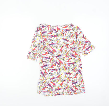 Marks and Spencer Women’s Multicoloured Bird Print Cotton T-Shirt Size 8