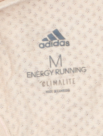 adidas Women Beige Climalite Running Tank Top Medium Lightweight