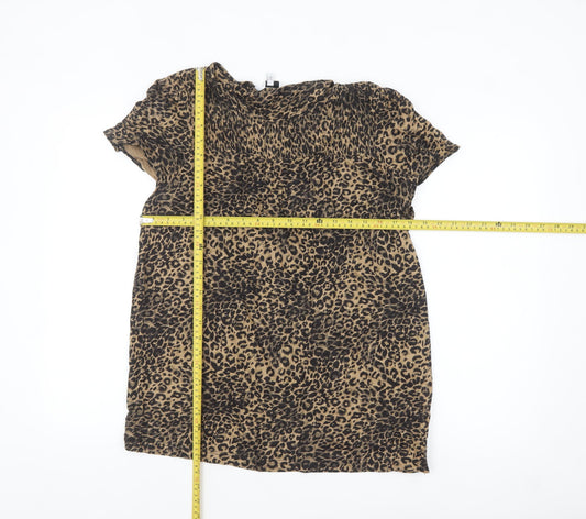 Next Women’s Brown Leopard Print Cotton Blouse Size 16