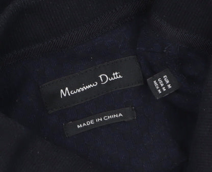 Massimo Dutti Men's Blue Long Sleeve Polo Shirt Size M