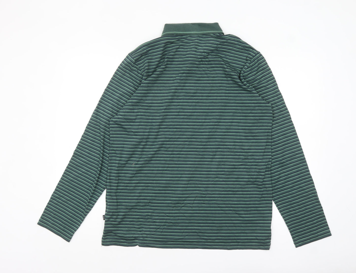 Rohan Men’s Green Striped Long Sleeve Polo Shirt Size M