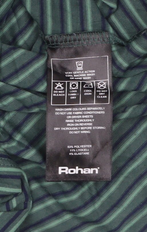 Rohan Men’s Green Striped Long Sleeve Polo Shirt Size M