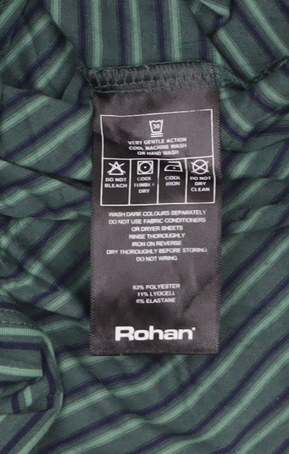 Rohan Men’s Green Striped Long Sleeve Polo Shirt Size M