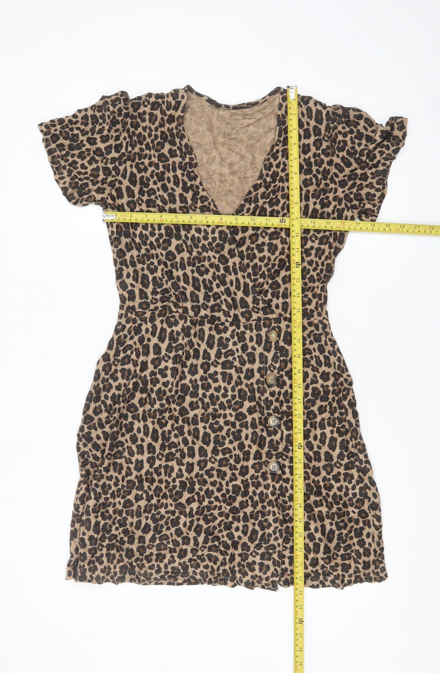 Next Women’s Brown Leopard Print Short Sleeve Wrap Dress Size 12