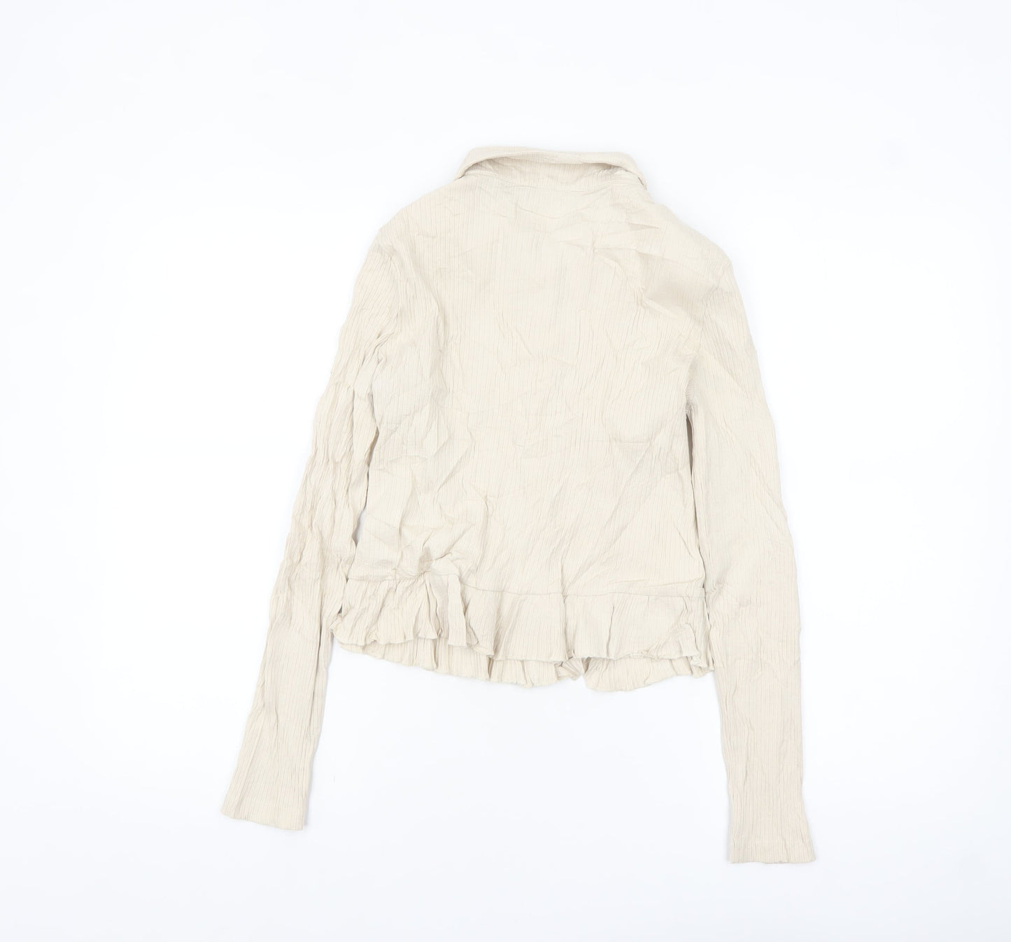 Brave Soul Women’s Beige Long Sleeve Button-Up Cotton Shirt Size L