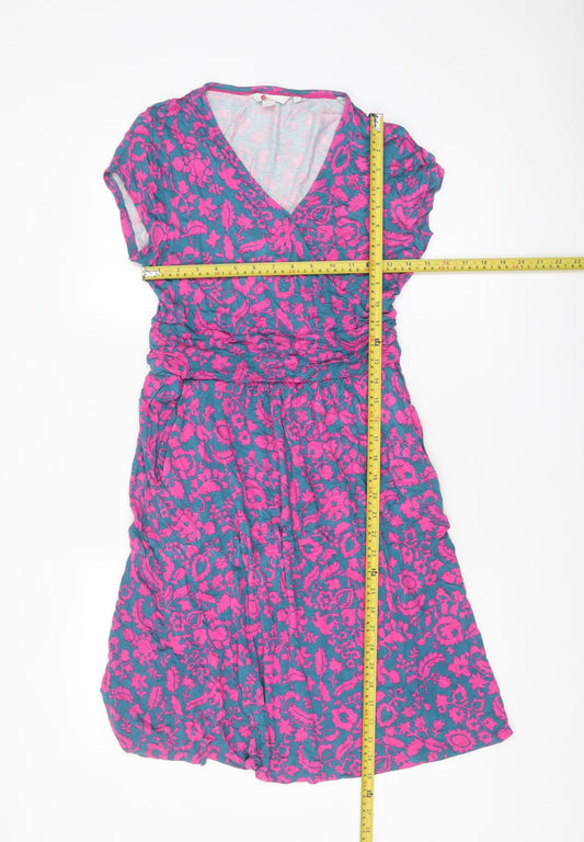 Boden Women Pink Floral Wrap Dress UK 12P Viscose Summer Style