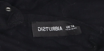 Disturbia Womens Black UK 14 Viva La Vida Buckle T-Shirt Gothic Art Top