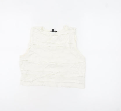 Topshop Women’s Ivory Crochet Knit Cropped Tank Top UK 12
