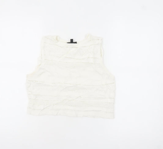 Topshop Women’s Ivory Crochet Knit Cropped Tank Top UK 12