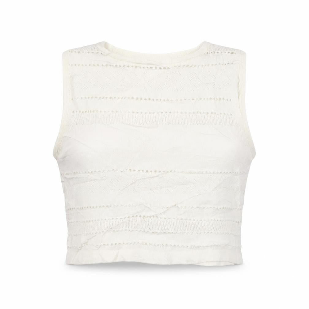 Topshop Women’s Ivory Crochet Knit Cropped Tank Top UK 12