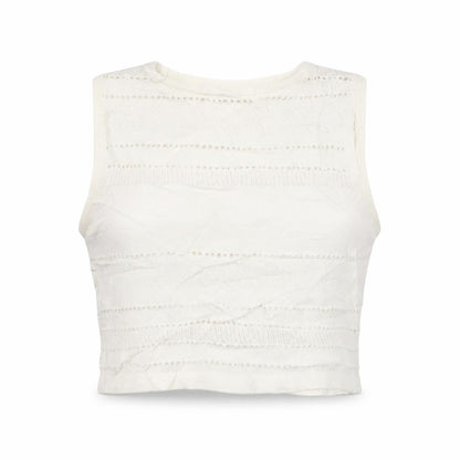 Topshop Women’s Ivory Crochet Knit Cropped Tank Top UK 12