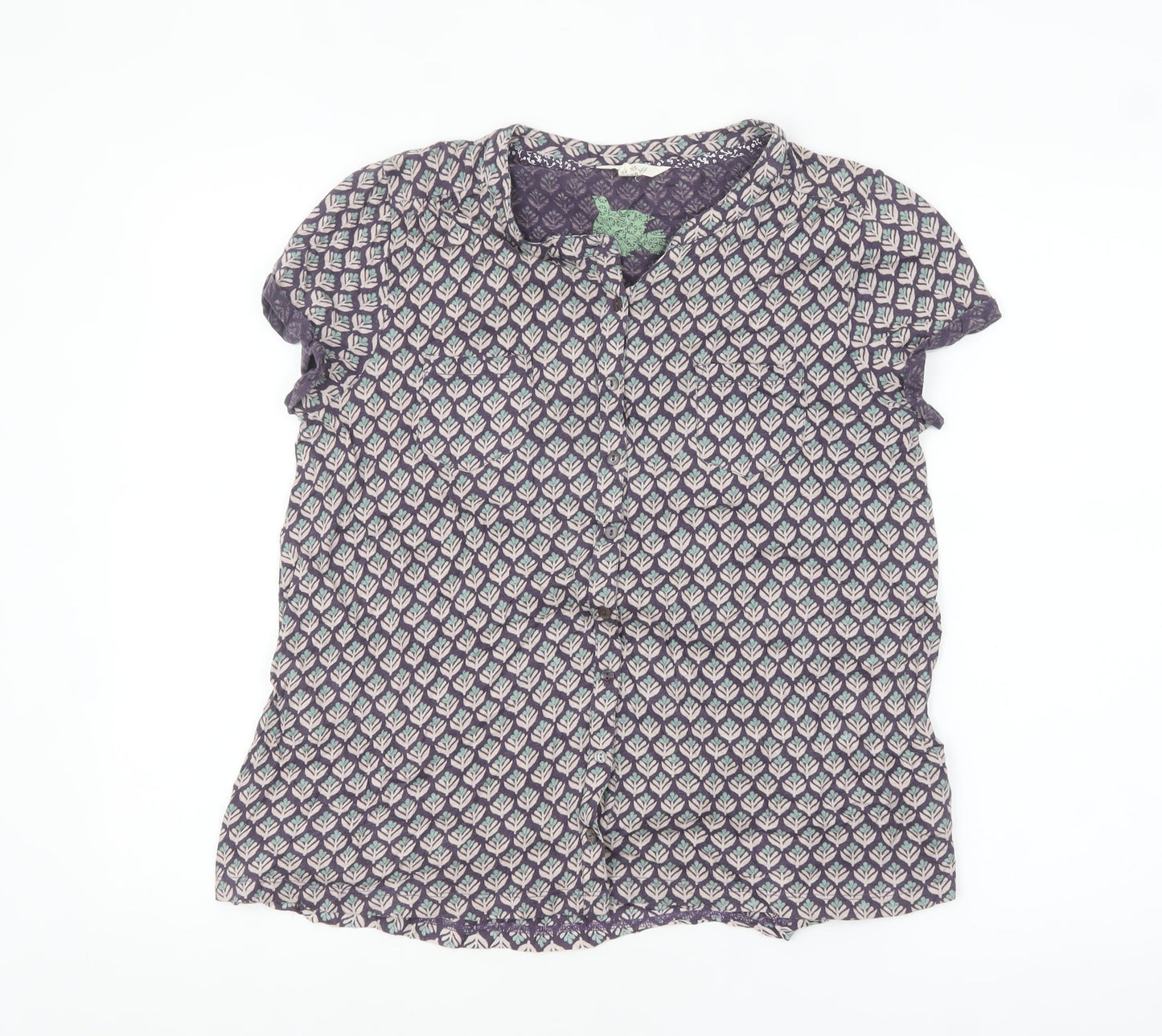 White Stuff Womens Purple Floral Cotton Modal Blouse UK 12