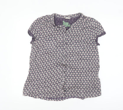 White Stuff Womens Purple Floral Cotton Modal Blouse UK 12