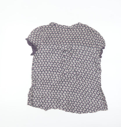 White Stuff Womens Purple Floral Cotton Modal Blouse UK 12