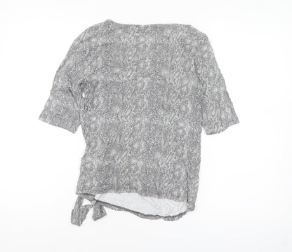 Principles Women Grey Animal Print Wrap Blouse Size 12
